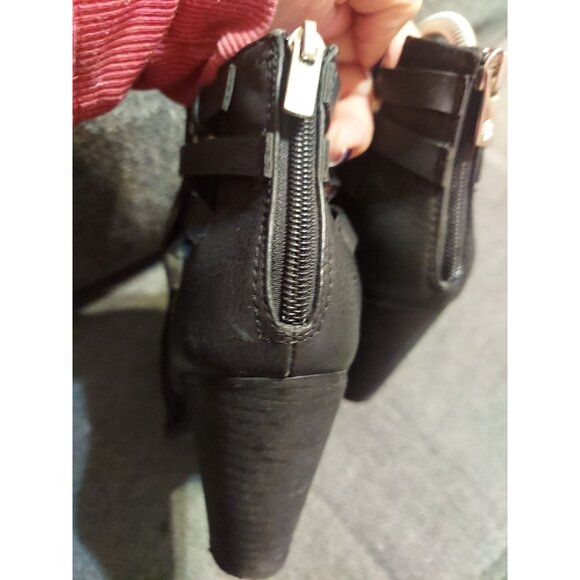 Women Ankle Boots Almond Toe Mid Heel Booties Chunky Block Zip Up Sz 8 M - Picture 7 of 12